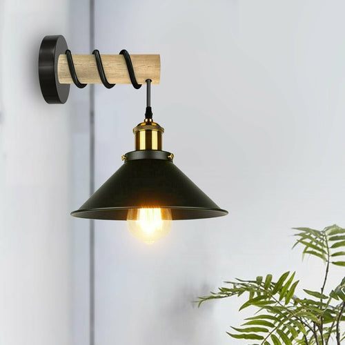 Modern Combined Solid Wooden Arm Chandelier Lighting With Metal Cone