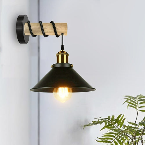 Modern Combined Solid Wooden Arm Chandelier Lighting With Metal Cone