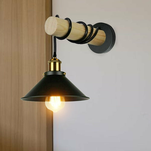 Modern Combined Solid Wooden Arm Chandelier Lighting With Metal Cone
