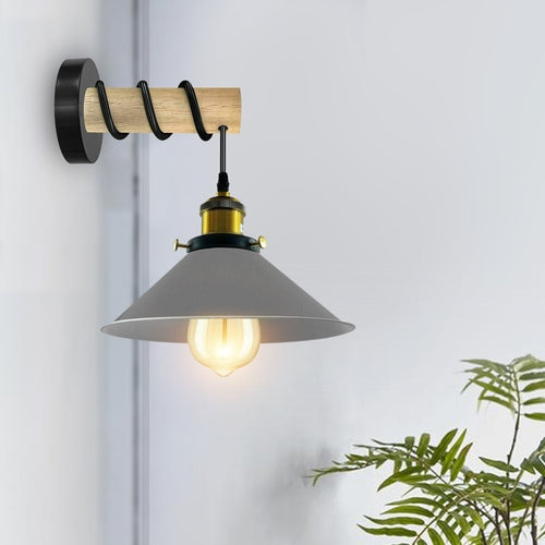 Modern Combined Solid Wooden Arm Chandelier Lighting With Metal Cone