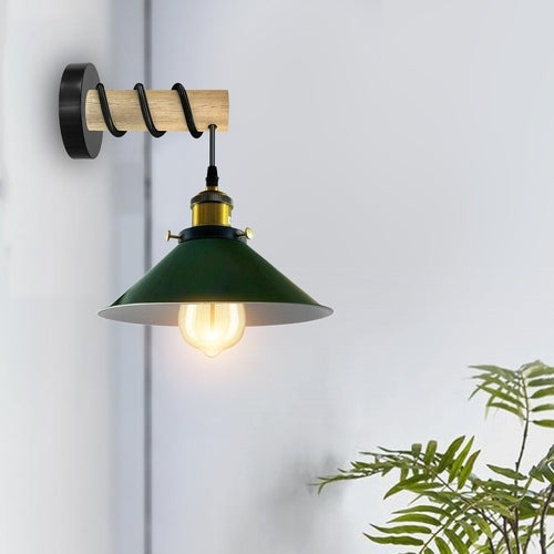 Modern Combined Solid Wooden Arm Chandelier Lighting With Metal Cone