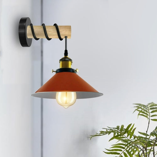 Modern Combined Solid Wooden Arm Chandelier Lighting With Metal Cone