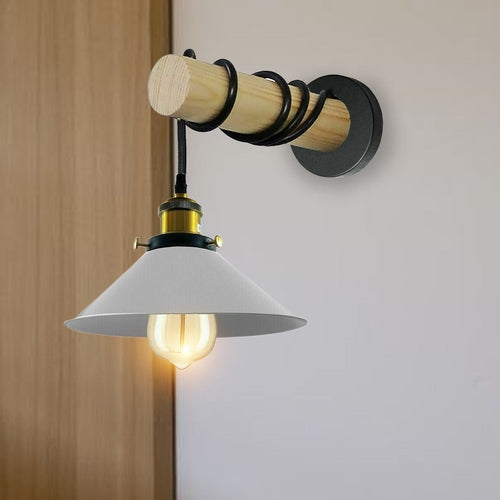Modern Combined Solid Wooden Arm Chandelier Lighting With Metal Cone