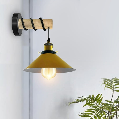 Modern Combined Solid Wooden Arm Chandelier Lighting With Metal Cone