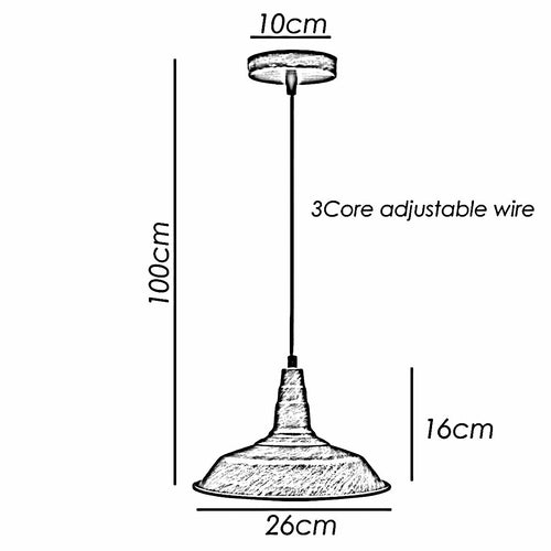 Industrial Matte Black Pendant Lighting Shade Bowl Shape Metal~3727